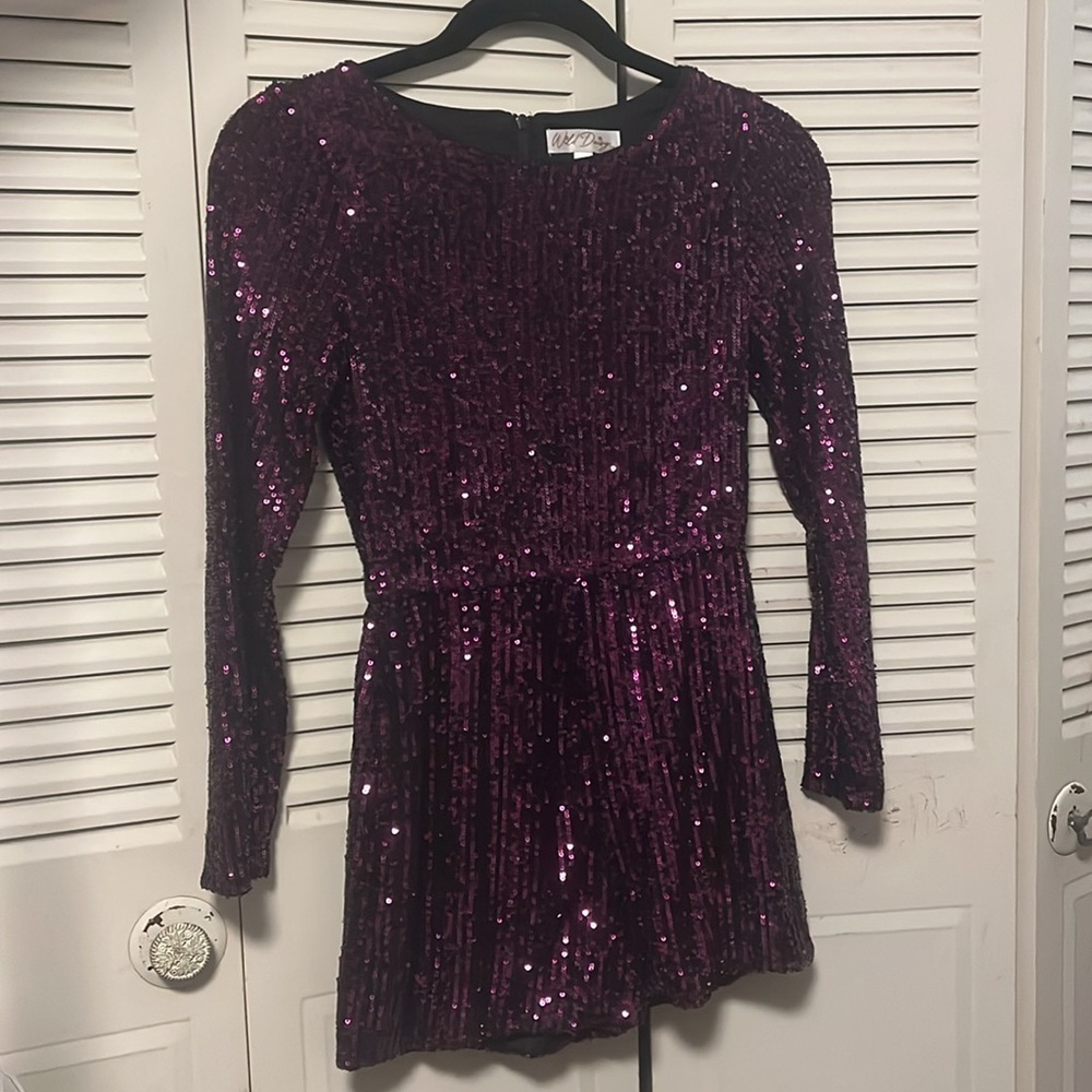 Wild Daisy sequin junior  purple  romper size 12